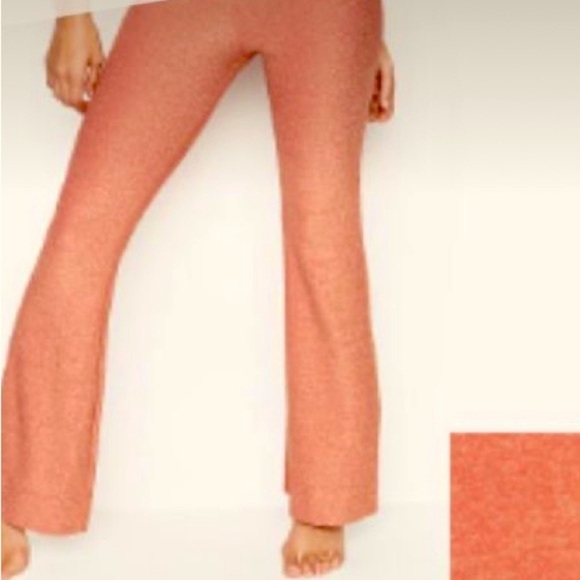 VICTORIAS SECRET SHINE FLARE PANTS RED/COPPER SHINE METALLIC KNIT HIGH RISE SZ S - Picture 4 of 11
